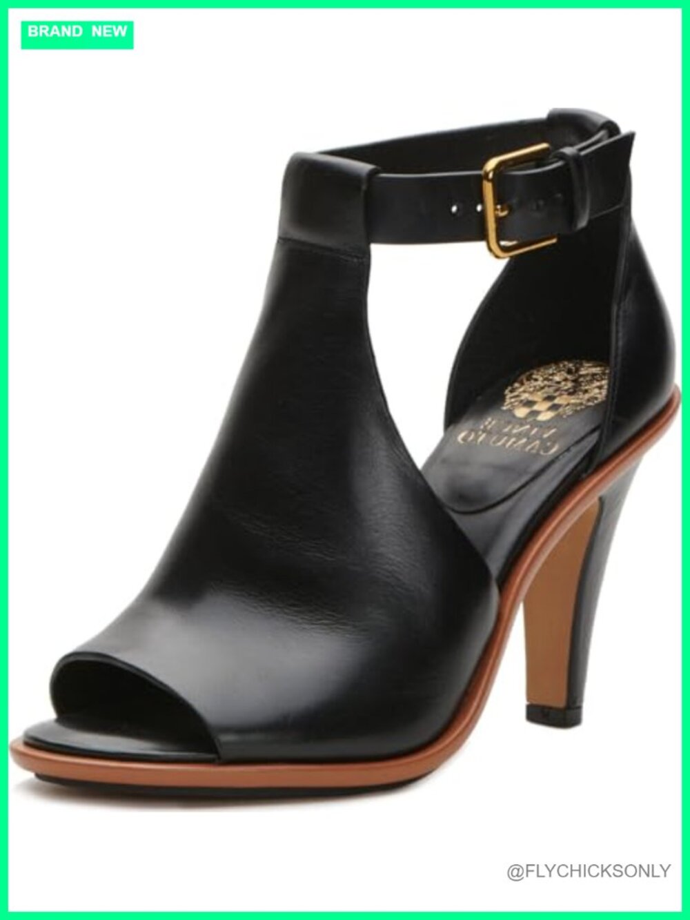 Heeled Sandal Leather Open Toe Ankle Strap Cone Heel Formal